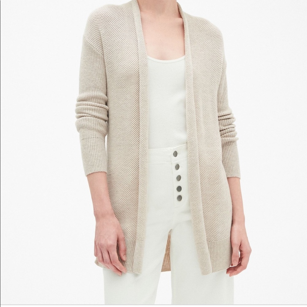 2/$18 GAP Oatmeal Loose Weave Open Front Cardigan Size Small